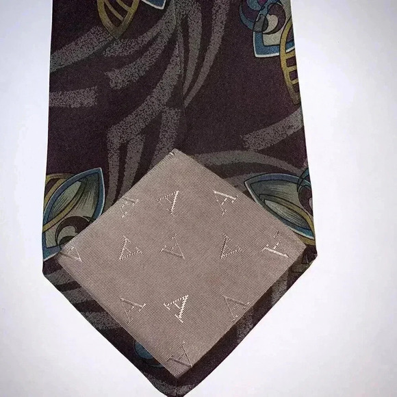 VINTAGE Alfani Mens Tie 100% Silk Necktie Peacock PURPLE, Handmade ITALY - Picture 5 of 7